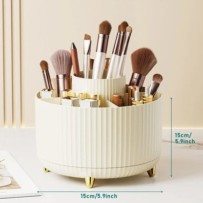 Makeup Brush Holder Organizer 360° Rotating Makeup Brush Desktop Organizer 5 Slot Make up Brushes Cup for Supply Bathroom Vanity