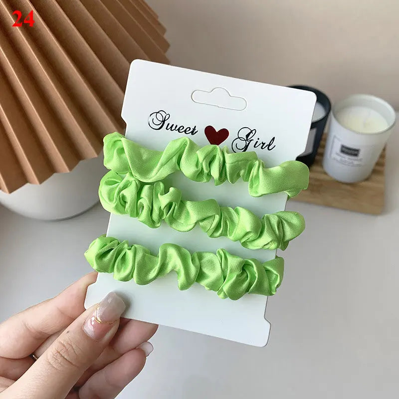 3/6Pcs/Set Silk Hair Scrunchies Elastic Hair Bands Women Elegant Headwear Hair Ties Ponytail Holder Sweet Hair Rope Rubber Bands