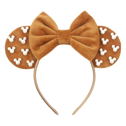 New Trendy Mouse Ears Headband Mickey 3.3"Velvet For Girls Soft Bow Hairband Halloween Festival Party Trip DIY Hair Accessories