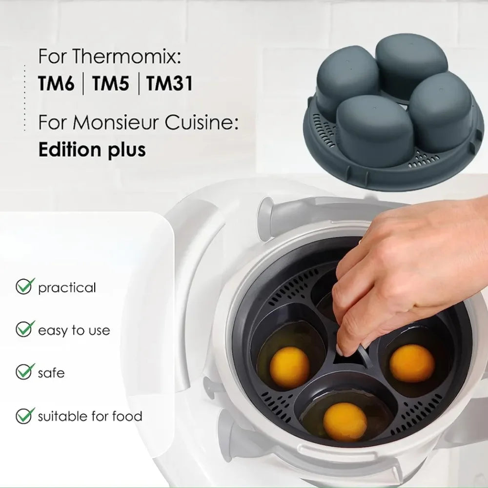 4/5/6 in1 Egg Boiler Thermomix TM5 TM6 TM31 Eggs Poachers Eggs Cooker Tool Eggs Steamer Mold Kitchen Baking Mould Cooking Utens