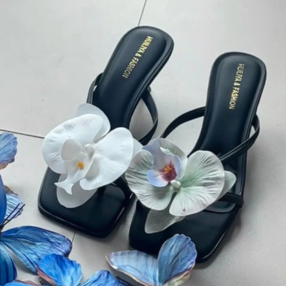 1 Pair Simulation Coloful Thai Fairy  Flower Shoe Buckles Personalized Design  Orchid Simulation Buckles Decor