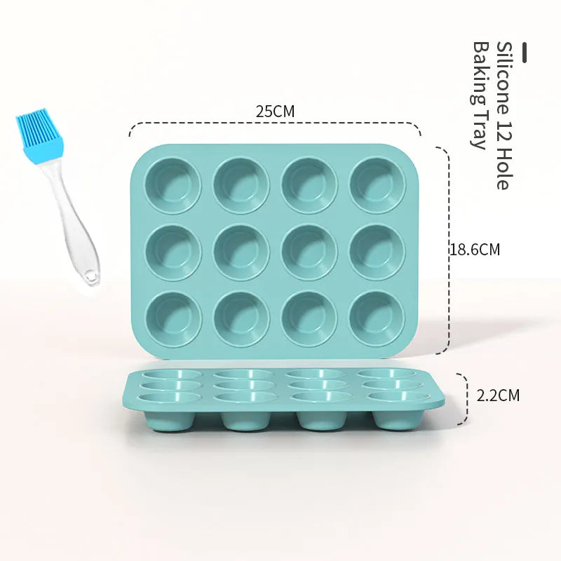Baking Pans Set Silicone Bakeware Molds for Baking,Bread Donut Pan Cake Kitchen Fluted Tube Pan Cupcake Moulds with free Brush