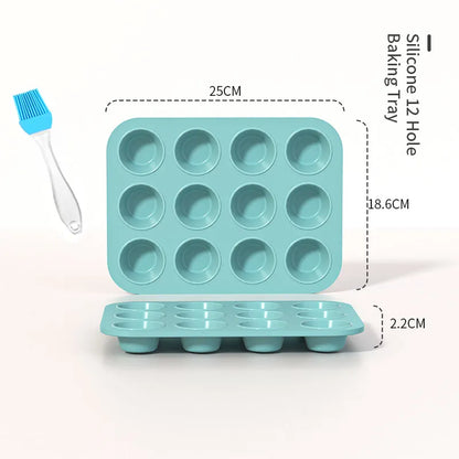 Baking Pans Set Silicone Bakeware Molds for Baking,Bread Donut Pan Cake Kitchen Fluted Tube Pan Cupcake Moulds with free Brush