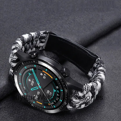 20 22mm Braided Flat Head Universal Watchband Colorful Velcro Style For Galaxy Watch 3/4/5 41/45mm 40/44 42/46mm Gear S3 Band