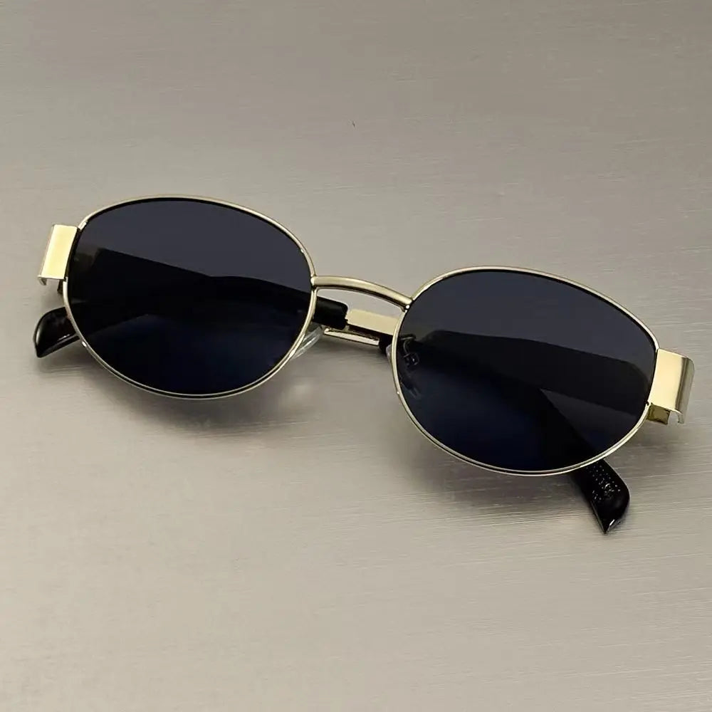 New  Oval Sunglasses for Women Men Trendy Metal Frame Sun Glasses Classic Shades Casual Eyewear