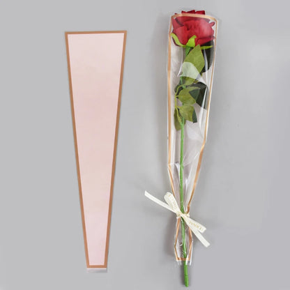 50Pcs Flower Wrapping Bag Clear Rose Floral Bouquet Packaging Bags for Valentine's Day Wedding Birthday Party Gift Decoration