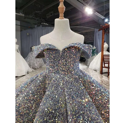 Children's Catwalk Dress Princess Dress New Fluffy Yarn Foreign Style Little Host Piano Performance Sequined Children's Dress