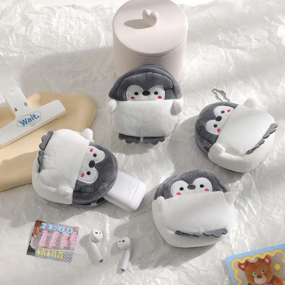 Women Cute Penguin Coins Wallets Lipstick Earphone Organizer Fashion Pendant Keychain Storage Zero Wallet Gifts Pendant