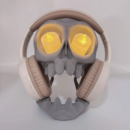 3D Printed Gaming Headset Stand, Skull-Shaped Gaming Desk Organizer, Compatible with Ps5/Ps4 Game Controller Stand, Made of Plastic, Ideal Desktop Organizer for Gamers and Tech Enthusiasts, Controller and Headset Stand, Space