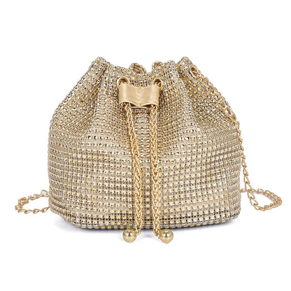 Sophisticated Rhinestone Bucket Bag; High Fashion Versatile Chain Shoulder Bag Designed For Women.
