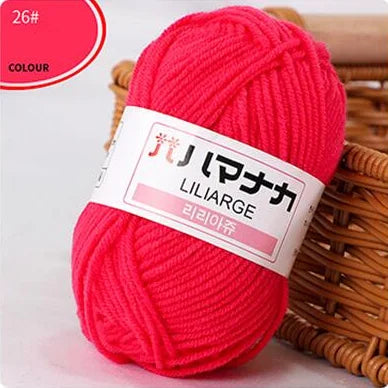 25G Milk Sweet Soft Baby Cotton Knitting Wool Thick Fiber Yarn Velvet Hand Threads for Knitting Wool Crochet Yarn for DIY Sweate