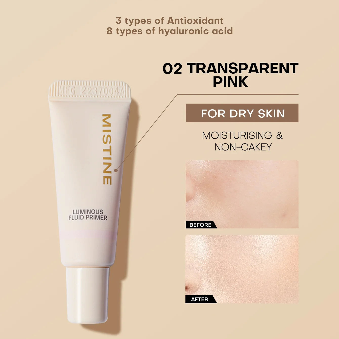 Mistine Mini Hydrating Foundation Primer Face Makeup Primer for All Skin Types Skin Perfecting & Smoothing Makeup Base 5g 1pc