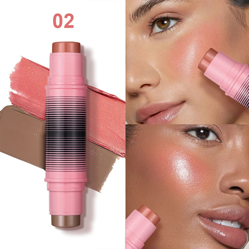 Blush and contour multi-purpose stick. Simplify your daily makeup routine. Each duo of powder blushes will enhance your look