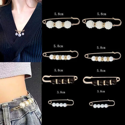 2/20pcs Clothing Brooch Pearl Waist Adjustment for Women Pearl Lapel Pin Sweater Dress Brooch Pins Badge Buckle DIY Accessories