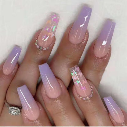 Wholesale Price Press On Nails Ballerina Medium Coffin False Nails French Tip Nails Manicure Stick On Nails Acrylic Fake Nails