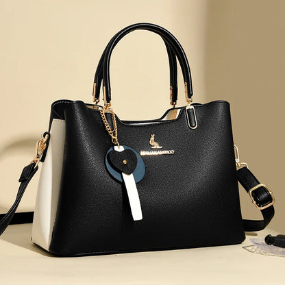2025Autumn Fashion Simple Large Capacity Women's Handbag Color-Block Multi-Compartment High-End Mom Bag Commuter Bag