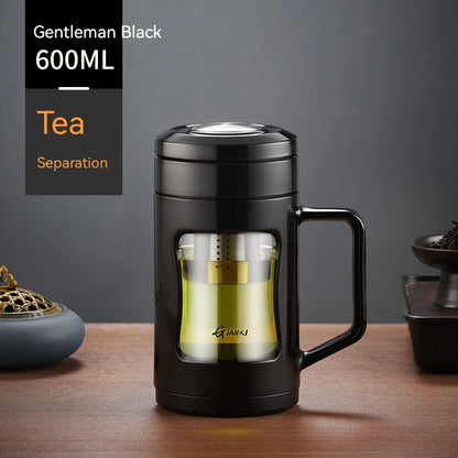 GIANXI Double Glass Water Bottle With Handle Sports Water Bottle Outdoor Travel Portable Leak Proof Drink Tea Separation Cup