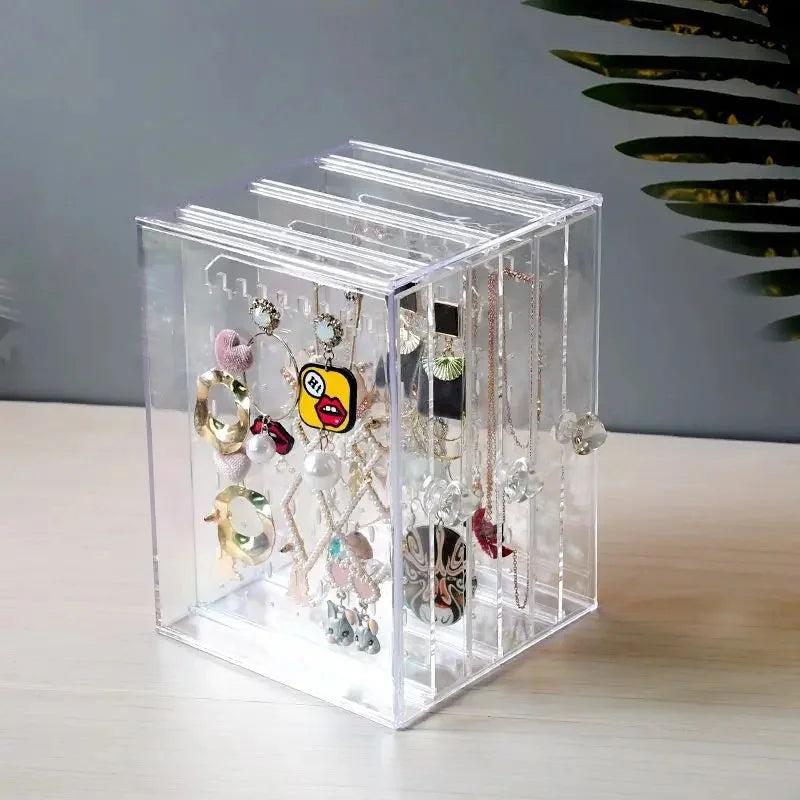 Dustproof Jewelry Display Stand Earring Bracelet Ring Holder Storage Box Plastic Material for Home Garden Decoration