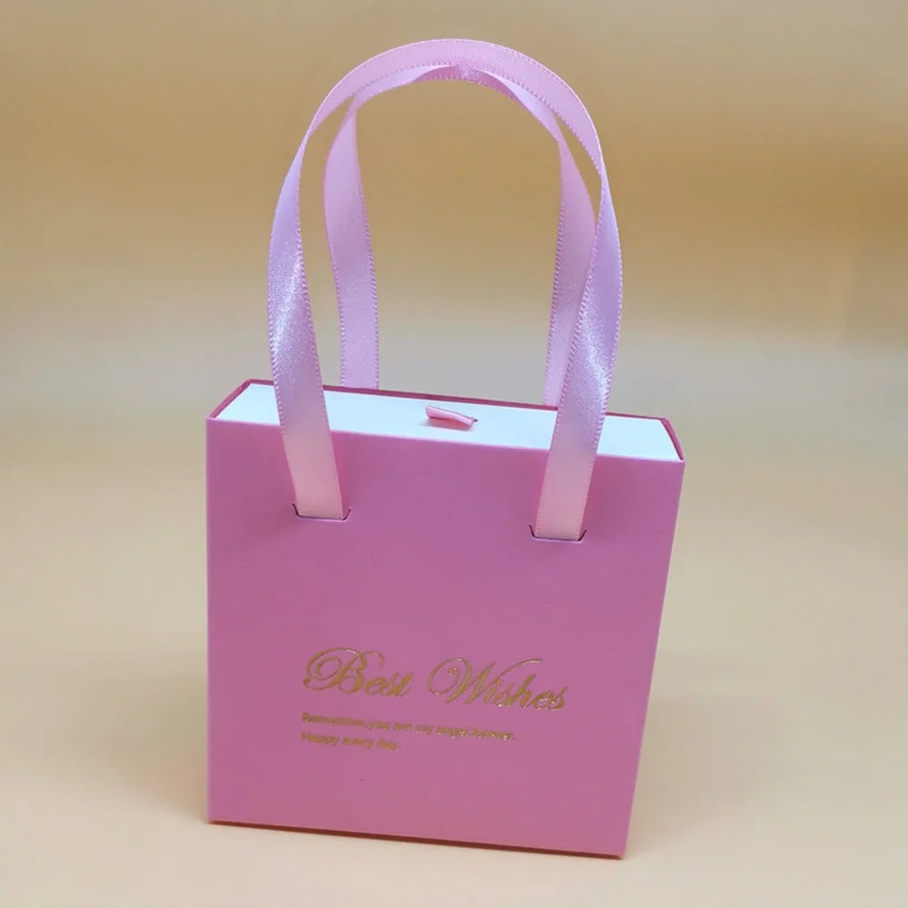 Portable Jewelry Box Ring Earrings Necklace Paper Jewelry Display Case Blessing Print Valentines Day Wedding Gift Packaging Box