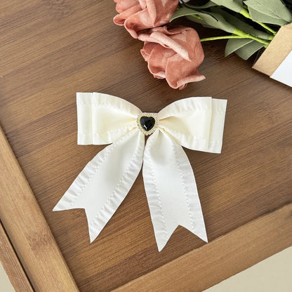 Women Elegant Lace Bow Ribbon Hair Clips Solid Color Satin Заколка Бант Girls Korean Hairpins Party Headdress Hair Accessories