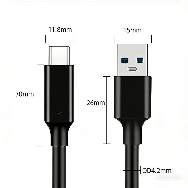USB 3.2 Type C to A Cable 10Gbps 60W PD Fast Charging Data Transfer for Galaxy S23 S22 Note 20 Pixel iPad Pro SSD Android Auto