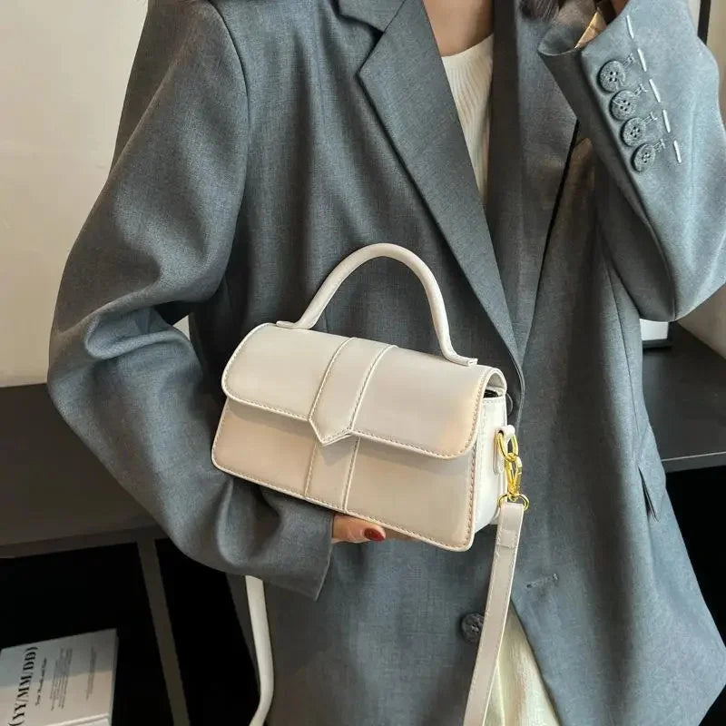 Fashionable Small Square Handbag Women's Crossbody Bag Trendy Handbag Soft PU Leather Neutral Minimalist Style Mobile Phone Pock
