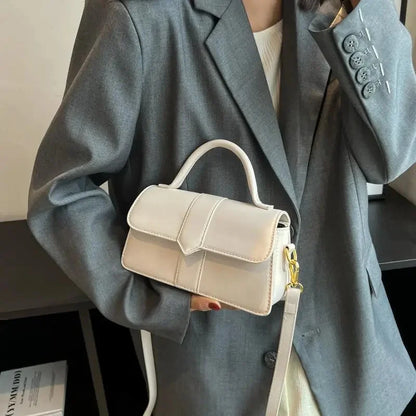 Fashionable Small Square Handbag Women's Crossbody Bag Trendy Handbag Soft PU Leather Neutral Minimalist Style Mobile Phone Pock