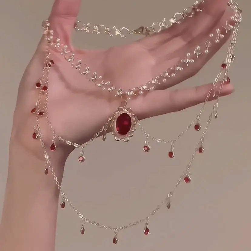 Multi-layered Copper Alloy Crystal Necklace Women Hanfu Accessories Sexy Golden Collarbone Necklace Birthday Gift For Women