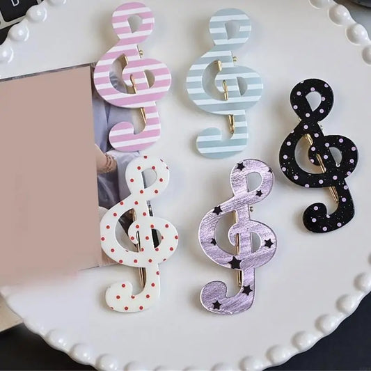Stylish Striped Star Musical Note Resin Hair Clip Elegant Barrettes Daily Hairpin For Women Girls Fashion Accessories