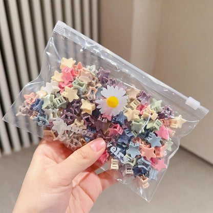 100Pcs Cute Flower Star Hair Claws Styling Hair Braid Hairpins Kids  Colorful Small Girls Hair Clips Hair Accessories Headwear
