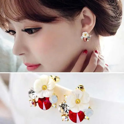 925 Silver Needle Korean Fashion Crystal Flower Earrings For Women Jewelry 2026 Trending  Women's French Pearl Earrings z40