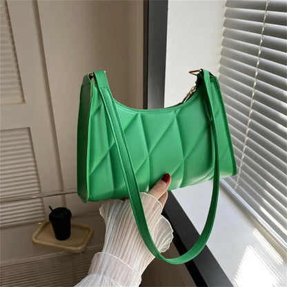 Fashion Women Chain Shoulder Underarm Bags Felt Pu Leather Simple Solid Color Casual Handbags Female Pouch Tote Crossbody Bag