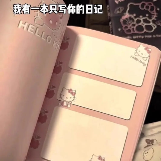 Kawaii Japanese Style Cartoon Hello Kitty Leather Notebook Soft PU Colored Page Diary High-Value Cute Surprise Gift for Fans