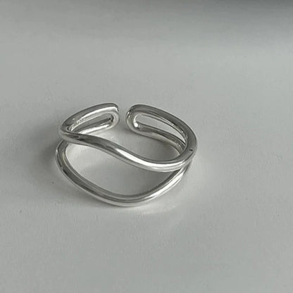 925 Sterling Silver Open Finger Rings For Women Fashion Multilayers Lines Geometric Charm Rings Handmade Exquisite Party Jewelry