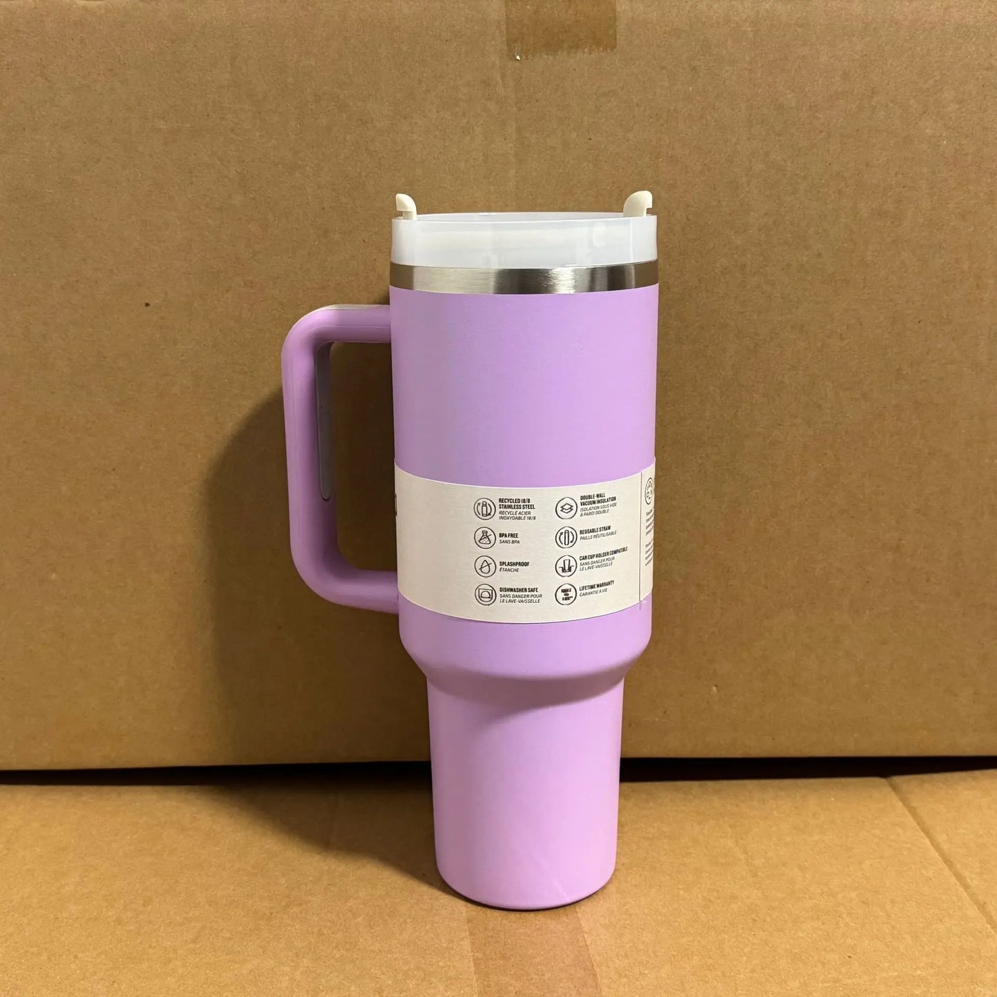 40OZ Flip Straw Tumbler with Leakproof Lid Built-In Straw & Handle Cupholder Compatible for Travel Insulated Stainless Steel Cup