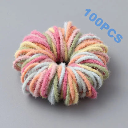 100pcs New Cute Girl Hair Bands Candy Color Elastic Rubber Band Hair Band Child Baby Headband Scrunchie Hair Tie Accessories