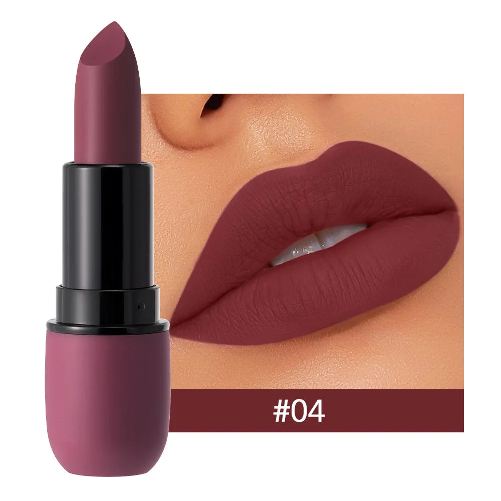 Sexy Matte Lipstick Color Rendering Non-stick Velvet Lips Contour Pencil Woman Make Up Cosmetics 6Colors Waterproof Long Lasting