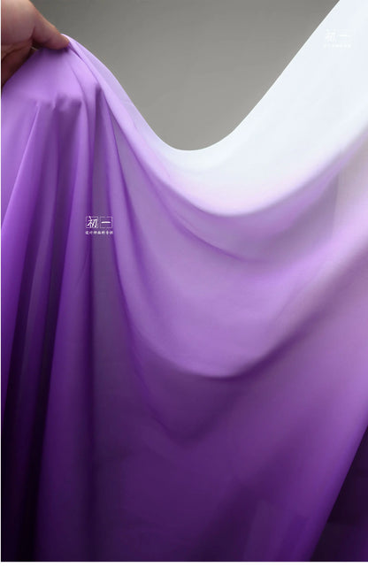 Blue Gradient Chiffon Fabric Semi-transparent By The Meter for Clothing Dress Hanfu Diy Designer Cloth Sewing Soft Fine Black