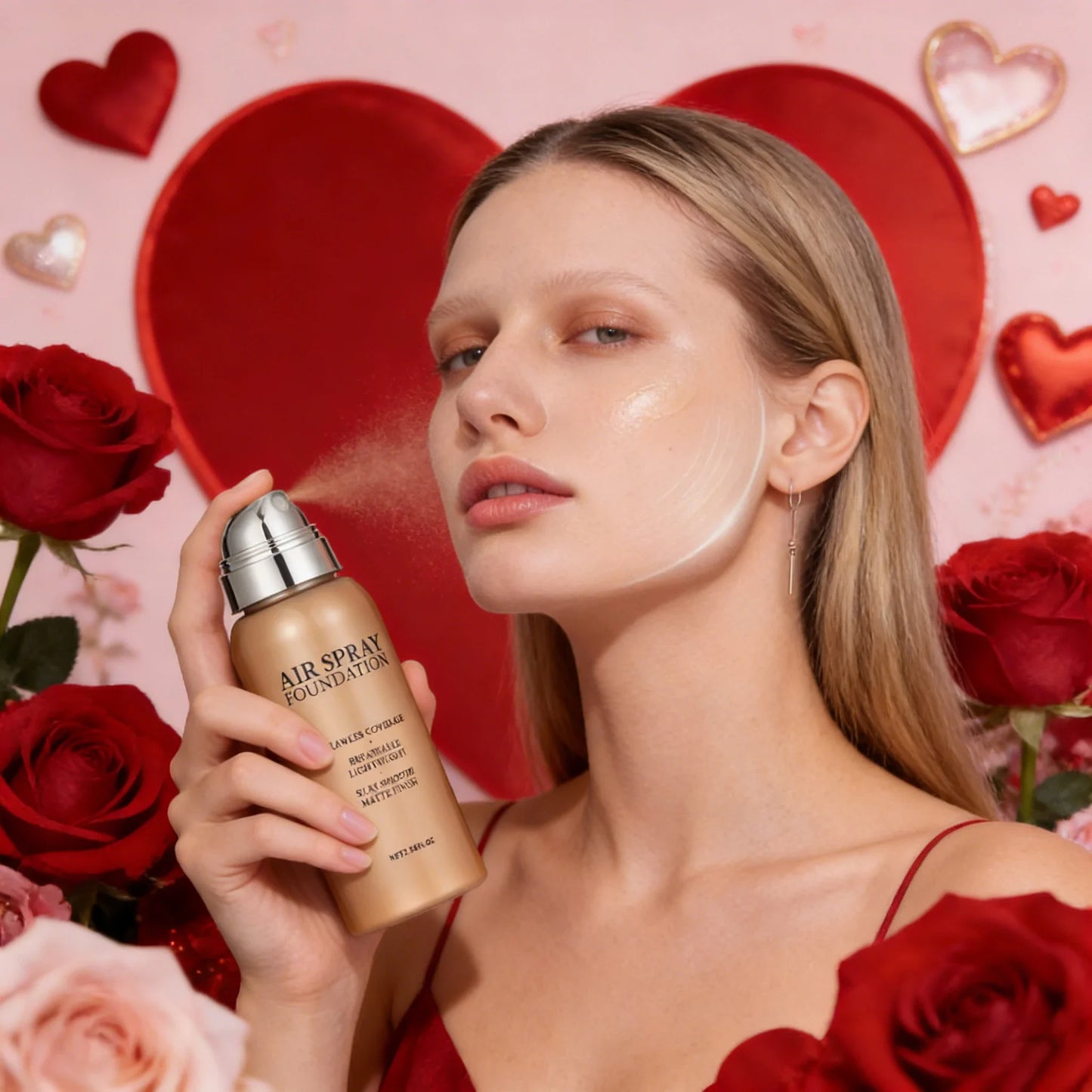 Portable Waterproof Sweat Proof Foundation Spray Fine Powder Concealer Long Lasting Brightening Makeup Gift for Valentine's Day