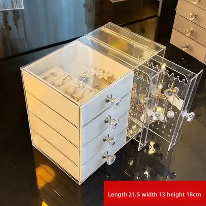 Dustproof Jewelry Display Stand Earring Bracelet Ring Holder Storage Box Plastic Material for Home Garden Decoration