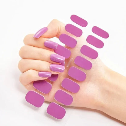 16Tips Nude Semi-Cured Gel Nail Wraps Sticker Long-Lasting UV LED Lamp French Nail Decal Full Cover Waterproof Semi-Cured Sticke