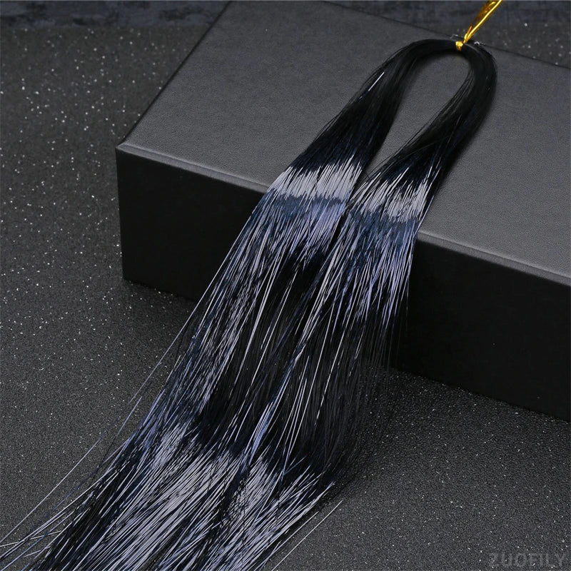 Sparkle Shiny Hair Tinsel Rainbow Strands Dazzles Women Hippie for Braiding Headdress False Hair Extensions Decor Glitter Strips