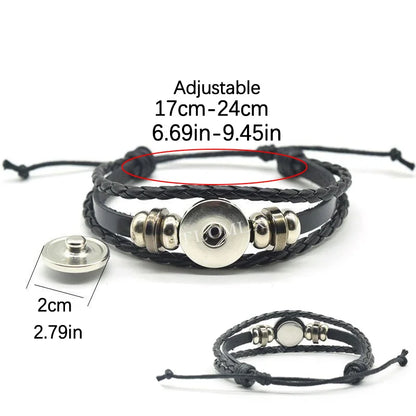 Charm Luminous Sun Moon Lover Leather Bracelet Vintage Punk Multi layer Beaded Weaving Bracelet Couple Gift