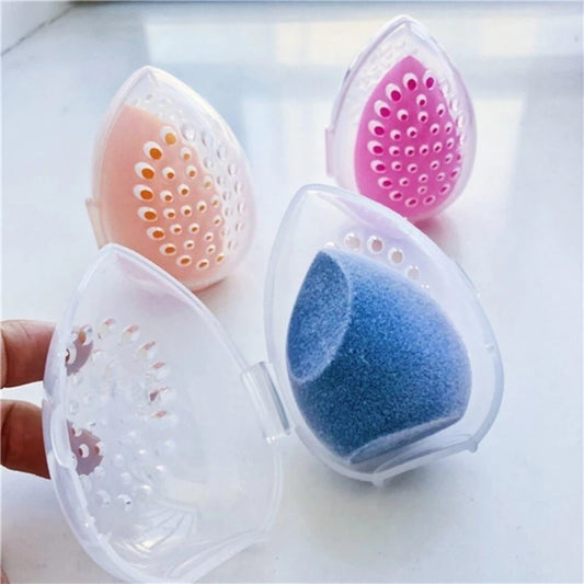 Portable Cosmetic Egg Stand Storage Box Beauty Makeup Sponge Storage Case Puff Holder Empty Cosmetic Transparent Elliptic Box