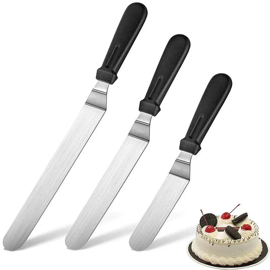 1Pc Cake Offset Spatula Stainless Steel Icing Spatula with PP Plastic Handle Cake Decorating Frosting Spatula