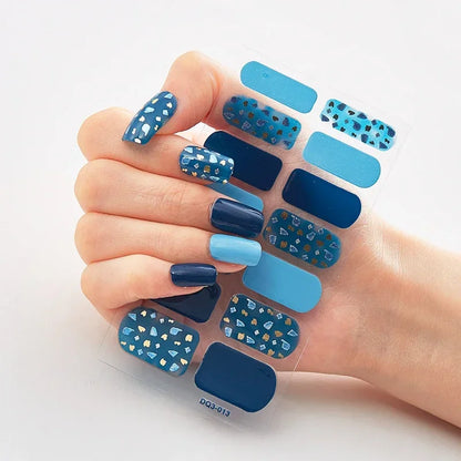 Semi Cured Gel Nail Sticker Pure Color UV LED Lamp Covered Waterproof Full Adhesive Long Self Nail Decals Manicure Lasting