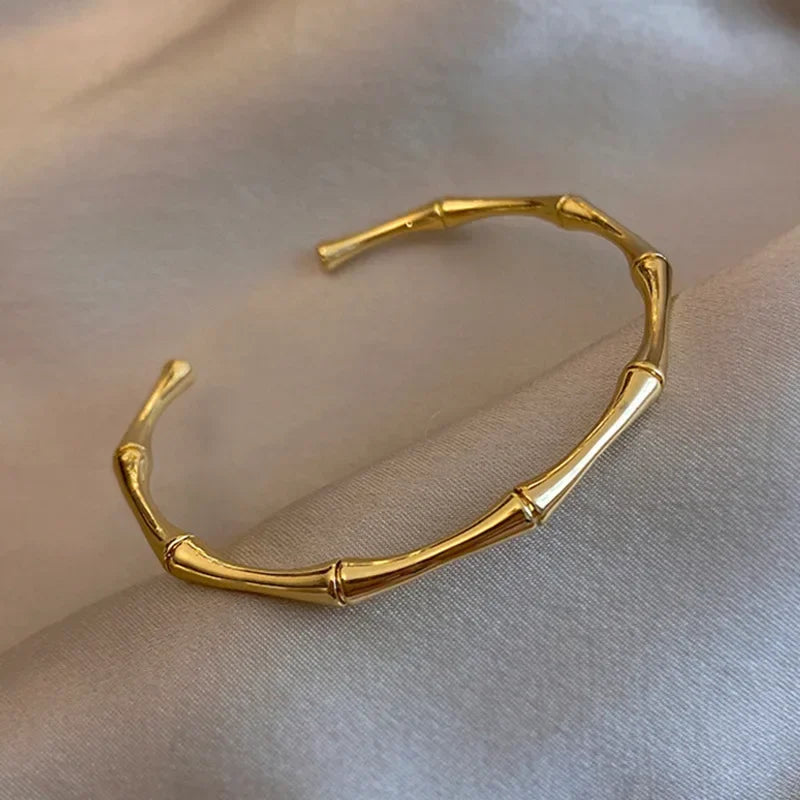 1PC Titanium Steel Stainless Steel Inlaid Zircon Gold Plated Bracelet Classic and Simple Style Bangles for Women Daily Jewelry