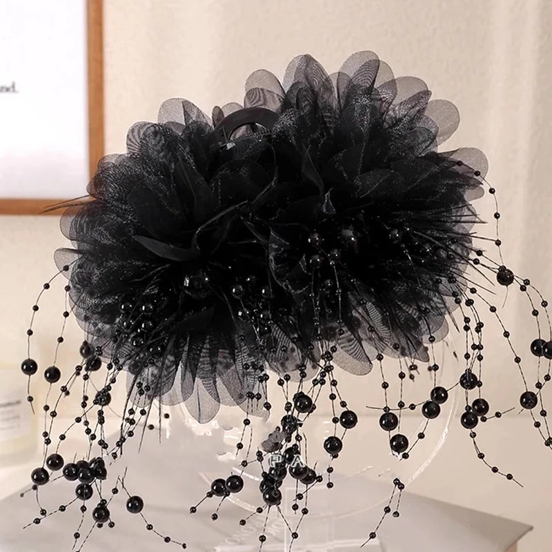 1PC Fashion Feather Butterfly Flower Pearl Tassel Hair Clip Women Shark Ponytail Clip Headdress Hair Accessories