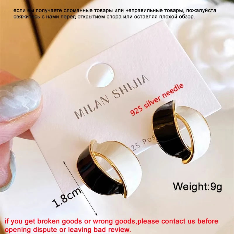 New Asymmetric Women's Black Hanging Earrings Hollow Crystal Drop Earrings Rock Geometric Statement Dangle Earrings aretes