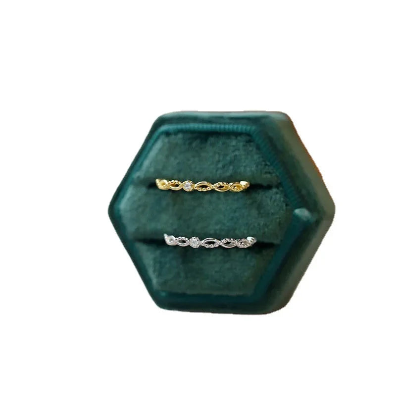 Real 100% 925 Sterling Silver Geometric Cross Line Zircon Opening Adjustable Rings for Women Fine Jewelry Minimalist Accessories